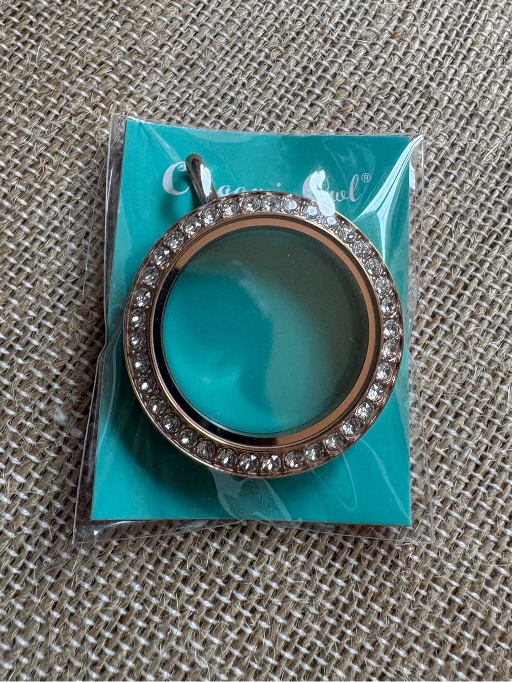 Origami Owl Large Rose Gold with Clear Crystals Twist Locket